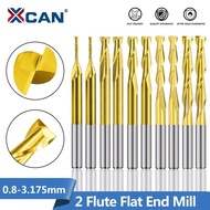 【CW】 XCAN 10pcs 0.8 3.175mm Titanium Coated 2 Flute Flat End Mill 3.175mm Shank CNC Milling Cutter Router bit Carbide End Mill