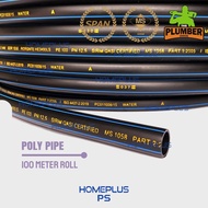 Homeplus HDPE PP Sirim Span Poly Pipe 100 Meter Roll Fittings Pipe Connector Black Penyambung Paip Hitam 20mm 25mm 32mm