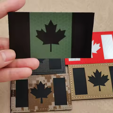 Canada Flag Reflective IR Patch Colors Nylon Fabric Flag Label Patch Sew-on Shirt Tactical Bag Canad