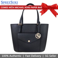 Michael Kors Handbag With Gift Paper Bag Tote Shoulder Bag Medium Snap Pocket Tote Black # 38H8GTTT6L