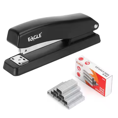 EAGLE Stapler with 1000 Staple Rotatable Anvil, 7.2cm Feed Depth, Metal Full-Strip, for Hand/Desk Us