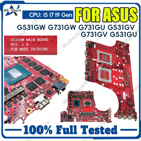 G531GW Laptop Motherboard For ASUS ROG G731GW G731GU G531GV G731GV G531GU Mainboard CPU I5 I7 9th GT