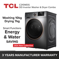 TCL C210WDG 10kg DD Inverter Washer &amp; Dryer Combo|Air Refresh| Drum Clean| Heat Sterilization| Spray Wash| Add Garment