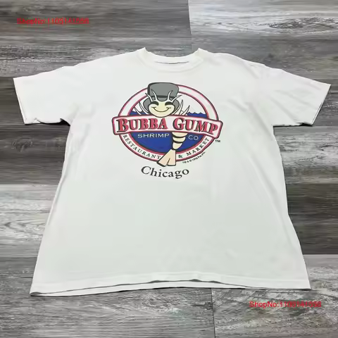 Vintage 1998 Bubba Gump Shrimp Co Chicago White Men L Forrest Movie T Shirt vintage Washed Versatile
