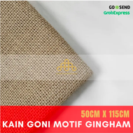 Kain Goni Meteran Motif Gingham - Kain Goni Tenun Gingham - Kain Goni Natural