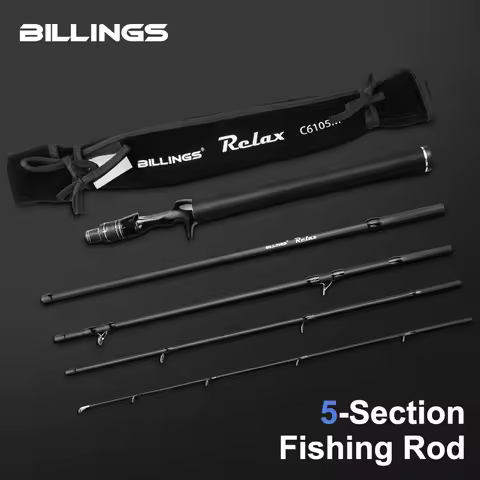 BILLINGS RELAX 5-Section Portable Travel Fishing Rod,Ultra-Lightweight Carbon Fiber Spinning/Baitcas