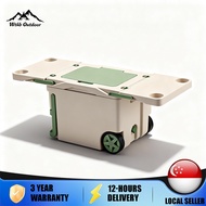 Portable Insulated Cooler Box with Foldable Table & Built-In Cup Holders | Outdoor Camping Picnic Be