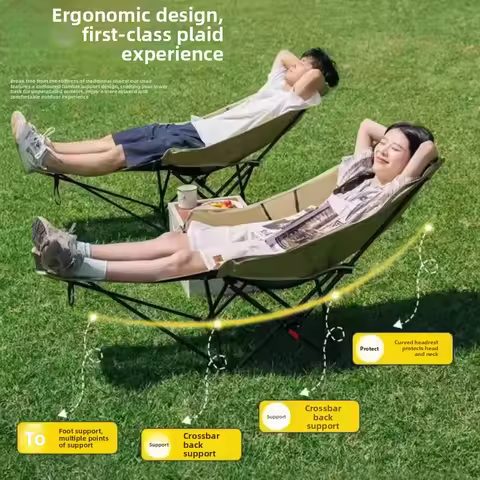 Outdoor folding chair, portable for sitting and lying down, office nap lounge chair with leg draggin