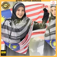 [HIJAB GALERIA]TUDUNG BAWAL COTTON MERDEKA 2022 MASK BERTALI MERDEKA MALAYSIA BAWAL SHAWL BAWAL MERD