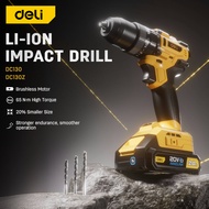 DELI Cordless Li-ion Impact Drill + 2 Pcs 2.0Ah Battery + Charger (20V / 65Nm / 13mm / 32000bpm / Br