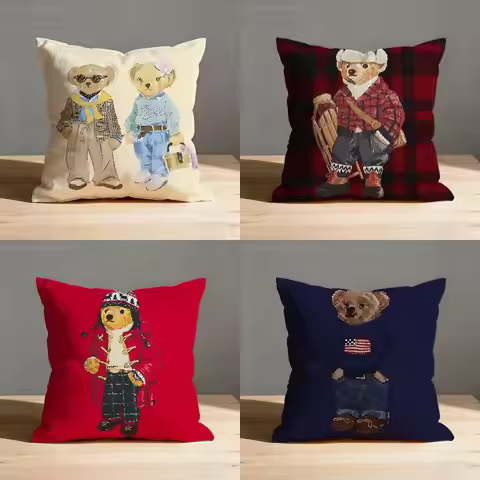 Fashion Bear Throw Pillow Case For 55x55cm 40x40cm 45x45cm 50x50cm 30x30cm Square Office Pillowship