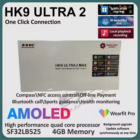 HK9 Ultra 2 Max Gen5 Smart Watch Local Music 4GB ROM Amoled Screen ChatGPT2.0 HK9 Ultra 2 Upgraded S