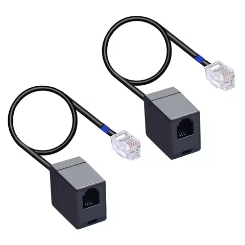 IP Phone Headset Adapter Cable 2PCS Standard RJ9(RJ10/RJ22) 4P4C Female to Male Extension Cord for C