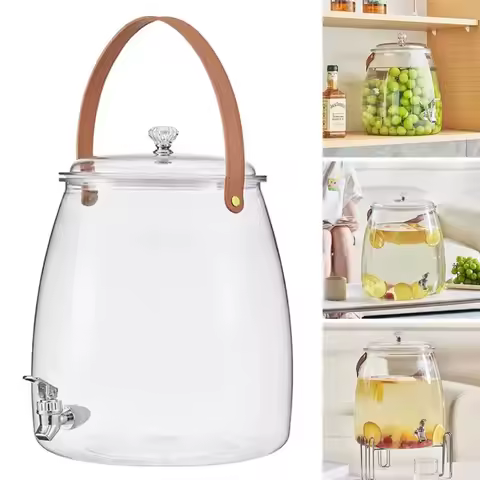 3L 5L 9L Large Capacity Drink Dispenser Cold Brew Pitcher with Tap Fruit Infuser Water Bottle for Re
