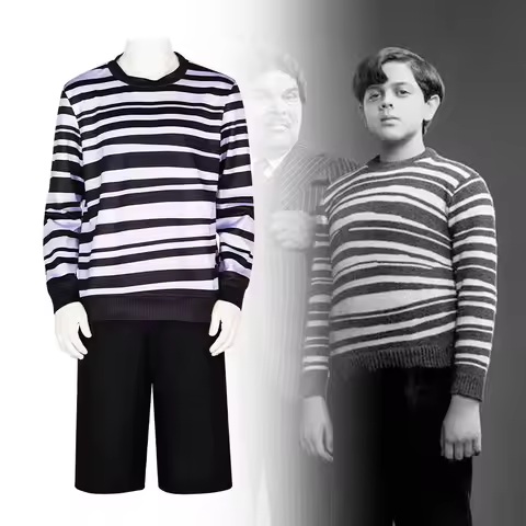 Movie Addams Family Pugsley Addams Cosplay Costume Wednesday Younger Brother Outfit Tops Pants Hallo