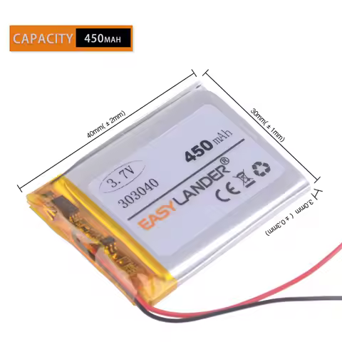 303040 3.7V 450mAh Rechargeable Li ion Polymer Battery For GPS MP3 player DVR recorder Radio speaker