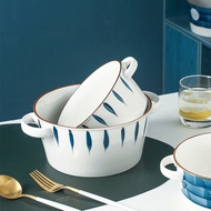 Ears Soup Bowl Household Large Red Manned Ceramic Bowl Single Soup Creative Style Japanese Tableware