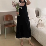 1 X Pic Hollow Out Dress Women Summer Ice Silk Knitted Thin Slit Long Dress