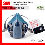 3M 7502 - 3 Pieces Set / 3M 6035 P3 R Filter [1 Piece 7502 Respirator + 2 Pieces(1 Pair) 6035 Filter