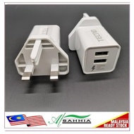 3P4 Al Sahhia Pengecas USB Soket ( CHARGING 2 USB CHARGER PORTS UK PIN PLUG SOCKET ) 3P4