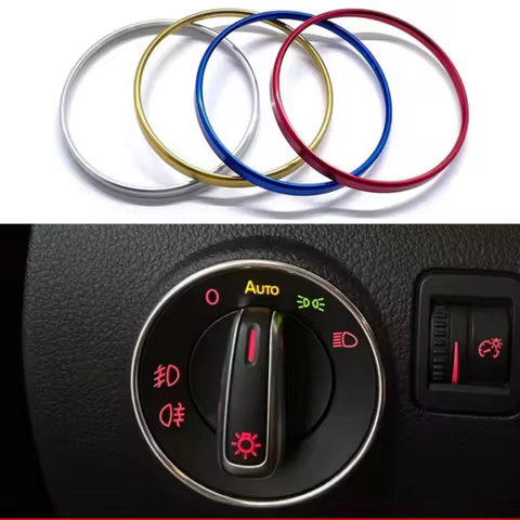 Car Headlight Switch Decorative Frame Trim Ring Sticker Fit for Volkswagen VW Golf Jett MK5 MK6 Pass