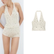 Zara Summer New Product Sexy Halter V-Neck Halter Neck Top 1014316