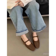 French Gentle Leather Flat Shoes - Soft Soles for Pregnant Women - New Evening Style AMG4