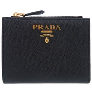 Prada Saffiano 顏色 Wallet 1MV204 ZLP F061H，小牛皮，黑色、粉紅色、黑色、粉紅色，對折錢包，1907 年款 [二手] PRADA