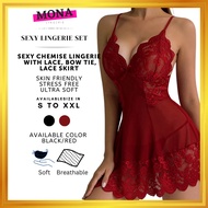 Baju Tidur Seksi Lingerie Sexy Nightwear Lace Lingerie Set Coli Wanita Seksi Transparent Baju Tidor 