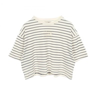 【二手】Miu Miu 短袖T卹 Logo 條紋露臍棉質T卹 女款