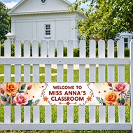 Classroom Welcome Banner Floral Decor Backdrop for Teacher's Classroom Decor Inspirational Classroom