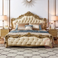 European Style Luxury Bed Frame With Soft Cushion Headboards Queen King Size Katil Kayu Mewah