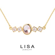 Lisa Birthstone Fashion Korean Trend New Necklace 18k Gold Plated White Zircon Pendant Necklace