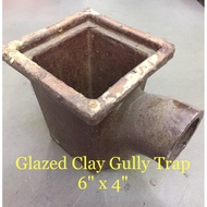 GLAZED CLAY GULLY TRAP 6" x 4" Ceramic gully trap