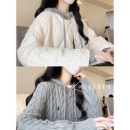 winter clothes woman winter sweater woman Grey Hooded Loose Twist Pullover Sweater