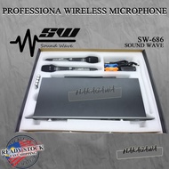 SOUND WAVE UHF PROFESSIONAL DUAL WIRELESS MICROPHONE SYSTEM SW-686 2 WIRELESS HANDHELD MICROPHONE