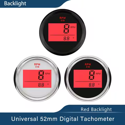 New Marine 52mm Digital Tachometer Car Truck Boat Tacho Gauge with Hourmeter Waterproof 0-999RPM wit