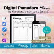 Digital Pomodoro Ipad Planner, Good Notes Project Management Templates, OneNote Time Boxing Procrast