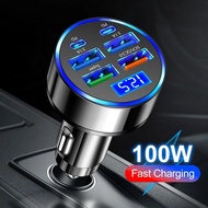 100W 6 Ports Car Charger Fast Charging PD QC3.0 USB C Car Phone Charger Type C Adapter in Car