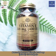 วิตามินอี Naturally Sourced Vitamin E as d-Alpha Tocopherol 268 mg (400 IU) 100 Softgels - Solgar