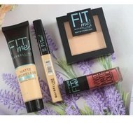 Makeup Maybelline Fit me 1Set 4in1-Foundation+Concealer+Bedak+Lipstik Matte Liquid