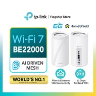 TP-Link Deco BE85 BE22000 Quad-Band WiFi 7 Mesh System – 10G Ports, AI Mesh, HomeShield Security (1 