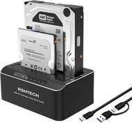 RSHTECH Hard Drive Docking Station Dual Bay อลูมิเนียมภายนอก 2.5 และ 3.5 นิ้ว SATA HDD/SSD Enclosure