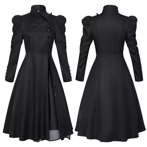 Movie Wicked Witch Elphaba Cosplay Costume Women's Black Performance Dress Long Sleeve Outfit for Ha