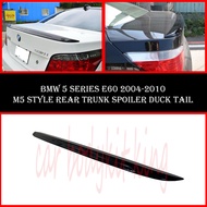 BMW 5 SERIES E60 2004-2010 M5 STYLE REAR TRUNK SPOILER DUCK TAIL WITH BLACK PAINT ABS SKIRT LIP BODYKIT