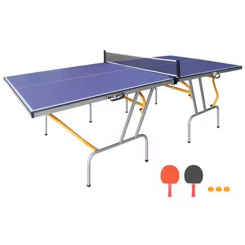 8ft Mid-Size Table Tennis Table Foldable & Portable Ping Pong Table Set for Indoor Games with Net, 2