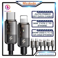 Mcdodo Auto Power Off Cable 100W Type C Cable 36W PD 100W Usb C To C Fast Charging Cable Auto Cut Co