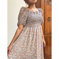 Preloved vintage flower dress coquette midi dress