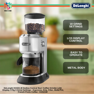 DeLonghi KG521.M Dedica Conical Burr Coffee Grinder LCD Display 170g 3 Grind Settings : Espresso Dri