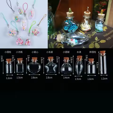 5/10X Plastic Bottles Miniature Potion Bottle Mini Cork PET Vials DIY Mini Wishing Drifting Bottle W